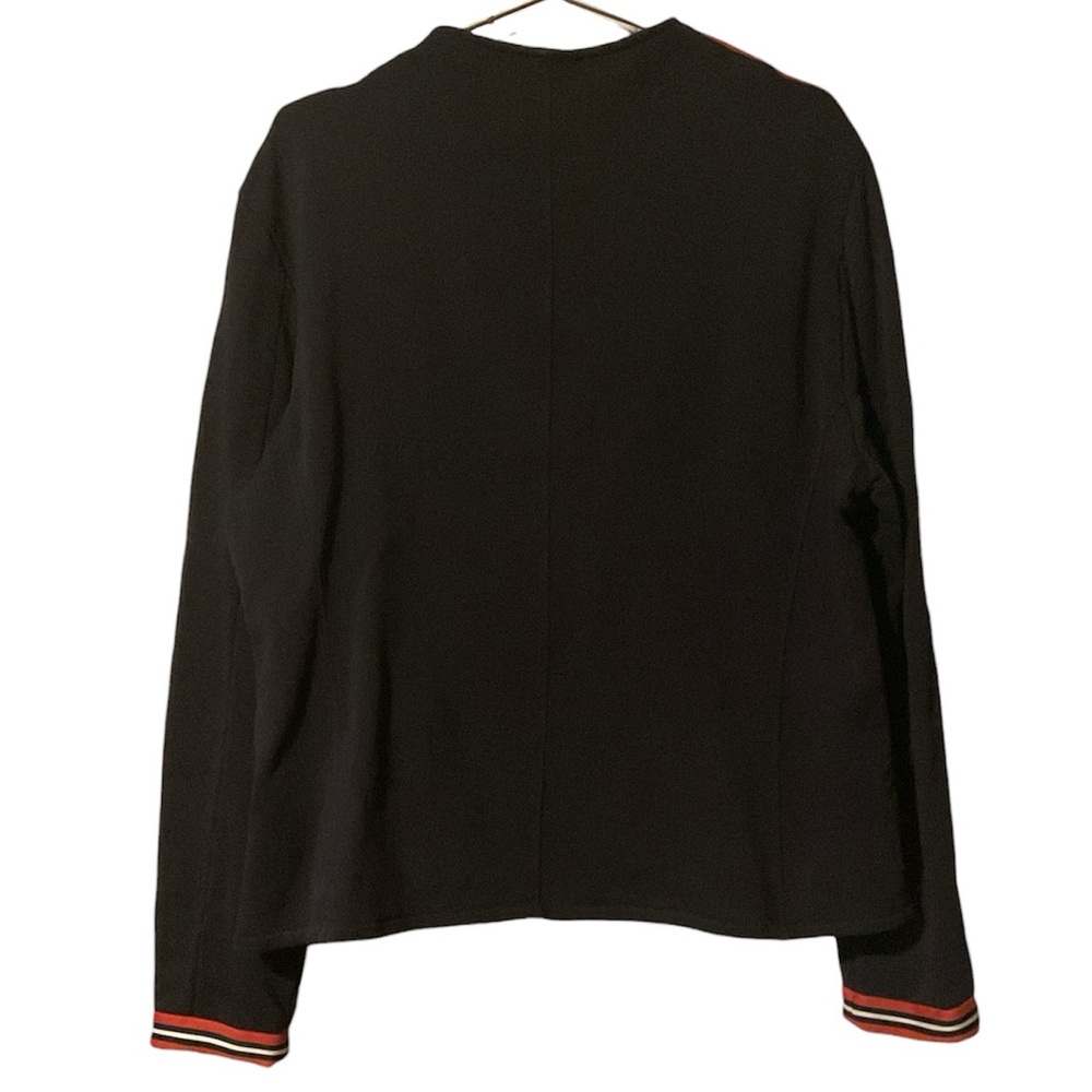 Saint + Sofia Organic Cotton Biker Jacket in Navy Red/Orange Stripe - Picture 6 of 10